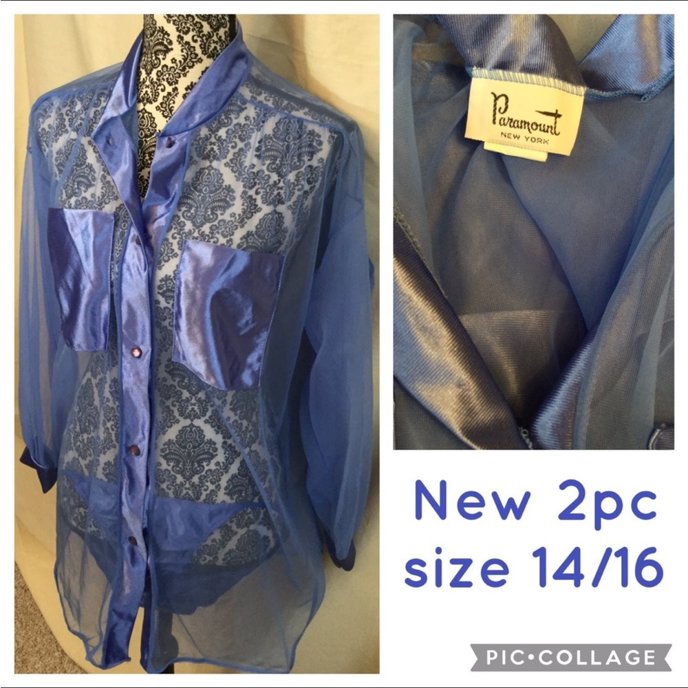 Sheer Blue Lingerie Set 2 pc Lg 14/16 NWOT